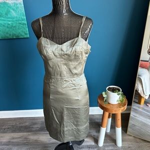 Milly of NY Formal Olive Green Silk Mini Dress